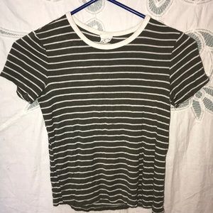 Low cut green and white shirt